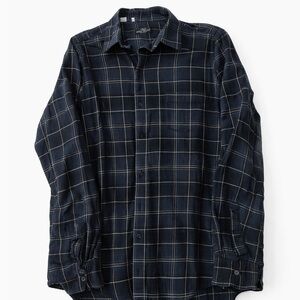 Men's Navy Plaid Casual Button Down Shirt